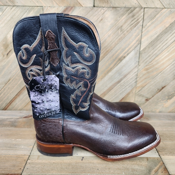 Cody James Exotic Ostrich Western Cowboy Boots Size 9 D Chocolate Leather.
